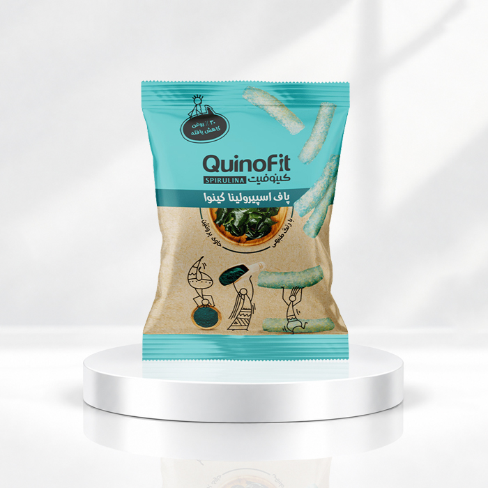 quinofit quinova puff spirolina پفک اسپیرولینا طبیعی و پروتئینی کینوا